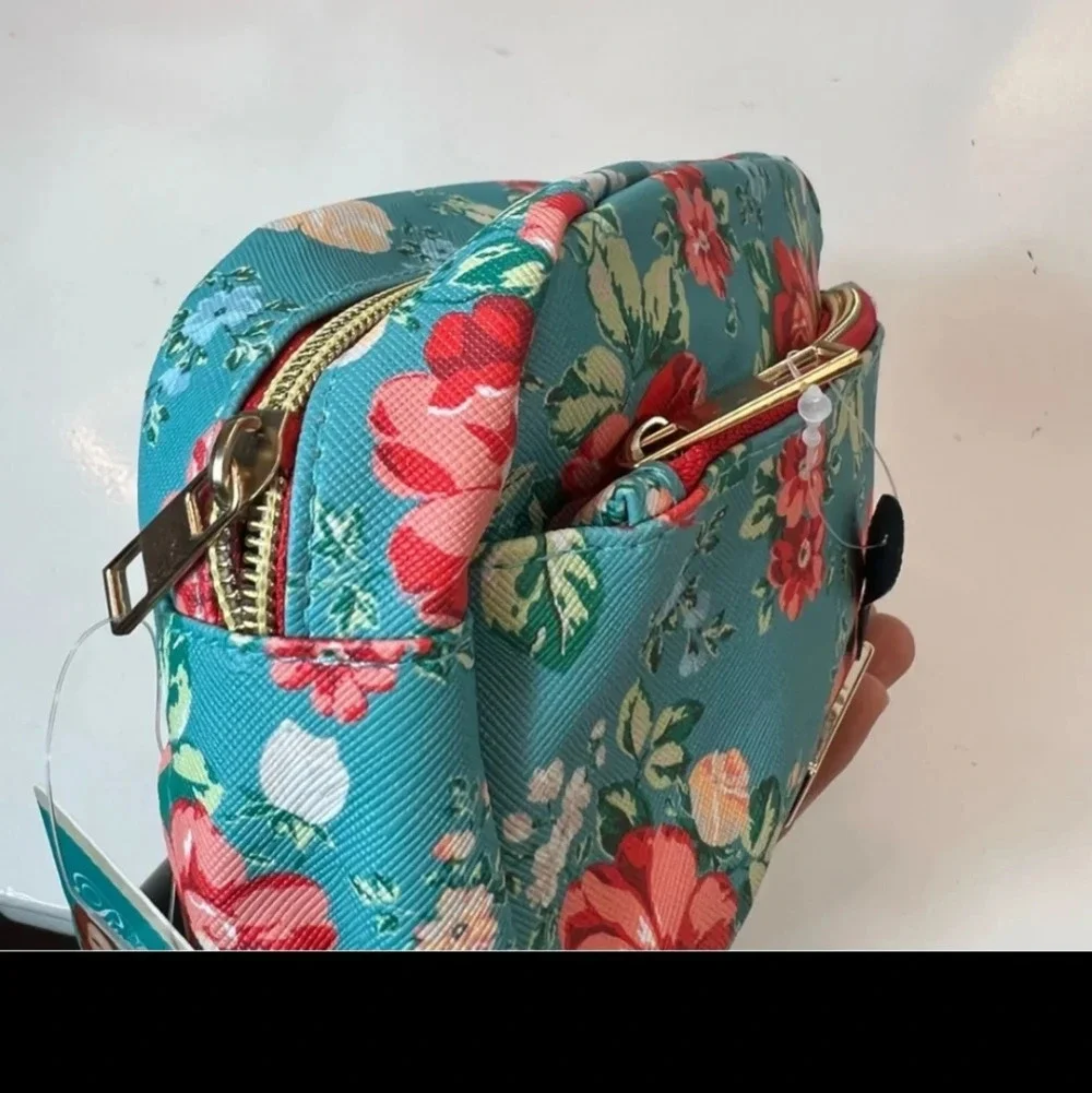 Pioneer Woman Cosmetic Bag Vintage Floral with 2 Zippers